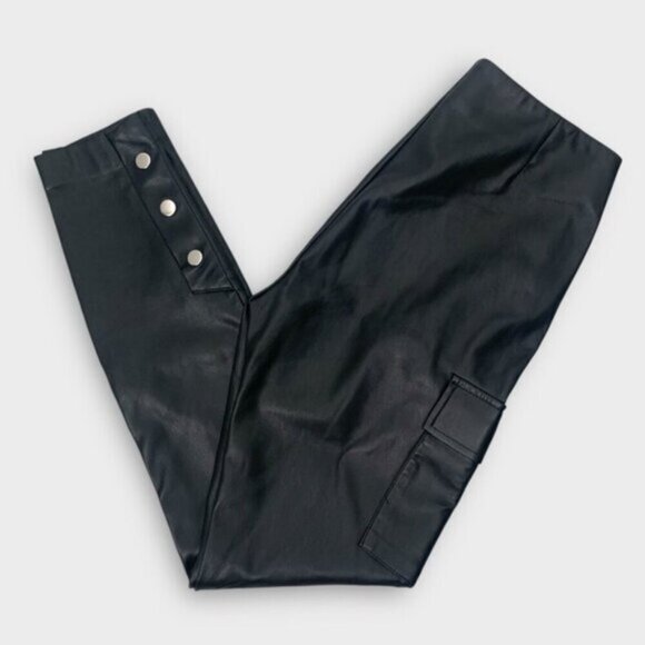Zara Faux Leather Cargo Pants Sz M - Picture 6 of 10
